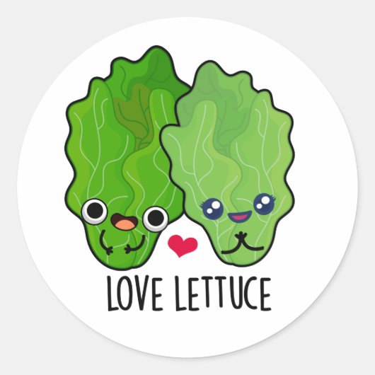 Liebe Lettuce Funny Veggie Pun Runder Aufkleber (Vorderseite)