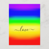 Liebe LGBT Rainbow Pride Ombre Script Swash Postkarte (Vorderseite)