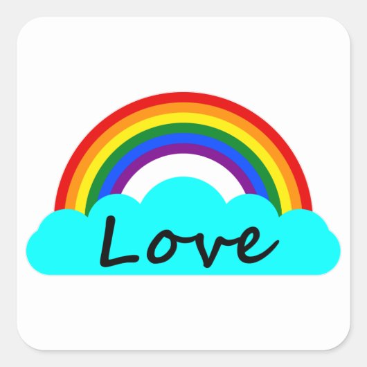 Liebe - LGBT Rainbow Quadratischer Aufkleber (Vorderseite)