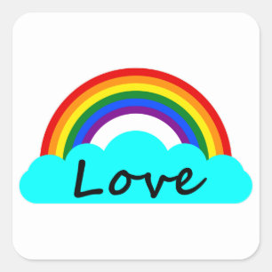 Liebe - LGBT Rainbow Quadratischer Aufkleber