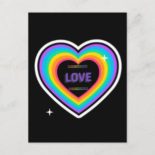LIEBE. LGBT+Stolz. Liebe des Regenbogenherzes. Postkarte