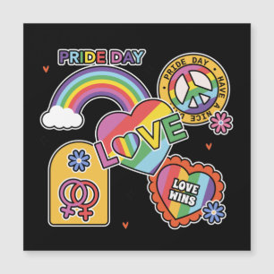 Liebe. LGBT+Stolz. Tag des Stolzes. Rainbow-Liebe. Magnetkarte