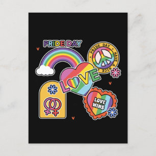 Liebe. LGBT+Stolz. Tag des Stolzes. Rainbow-Liebe. Postkarte