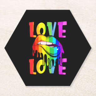Liebe Lgbtq Lgbt Rainbow Flag Lips Gay Lesbian Untersetzer