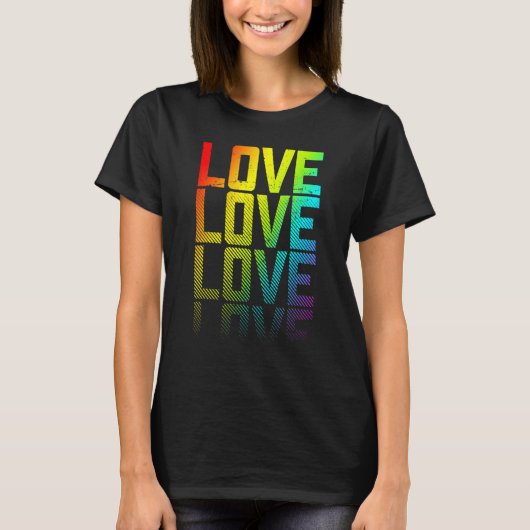 Liebe Lgbtq+ Rainbow Gay Pride Textanzeige Grafik T-Shirt (Vorderseite)