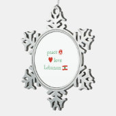 Liebe Libanon - Flagge und Herz Schneeflocken Zinn-Ornament (Rechts)