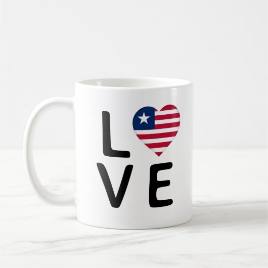 Liebe - Liberia-Flagge Kaffeetasse (Links)