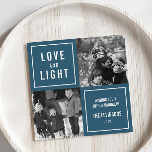 Liebe & Licht Modernes Hanukkah-Foto Feiertagskarte