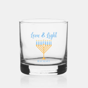 Liebe & Licht Personalisiertes Hanukkah-Menora-Ges Whiskyglas