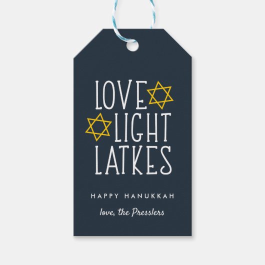 Liebe, Licht und Gitter | Hanukkah Geschenkanhänger (Vorderseite)