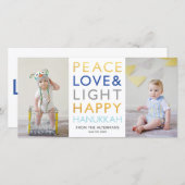 Liebe & Lichttypografie Hanukkah-Fotokarte (Vorne/Hinten)