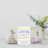 Liebe & Lichttypografie Hanukkah-Fotokarte (Stehend Vorderseite)