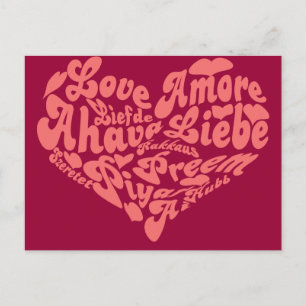 Liebe Liebe Amour in allen Sprachen Postkarte