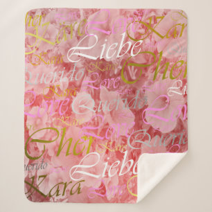 Liebe, liebe,kara,cher,käre,querido,text,Rose,fest Sherpadecke