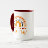 LIEBE LIEBE LIEBE BOHO RAINBOW MIT HERZEN DESIGN TASSE (Vorderseite Links)