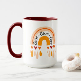 LIEBE LIEBE LIEBE BOHO RAINBOW MIT HERZEN DESIGN TASSE