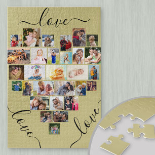 Liebe Liebe Liebe Herzförmige Fotocollage Puzzle