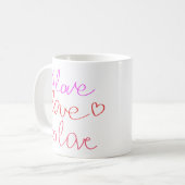 Liebe, Liebe, Liebe in Messy Cursive Schreiben in  Kaffeetasse (Vorderseite Links)