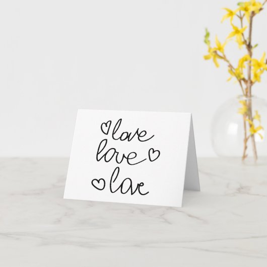 Liebe, Liebe, Liebe in Messy Cursive Writing BLANK Karte (Gelbe Blume)