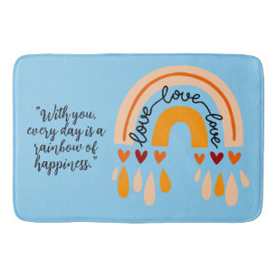LIEBE LIEBE LIEBE QUOTE RETRO BOHO RAINBOW HÖREN BADEMATTE