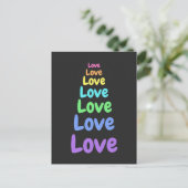 Liebe, Liebe, Liebe: Regenbogenwörter Postkarte (Stehend Vorderseite)