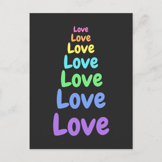 Liebe, Liebe, Liebe: Regenbogenwörter Postkarte (Vorderseite)