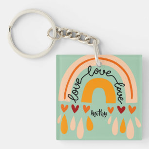 LIEBE LIEBE LIEBE RETRO BOHO RAINBOW HÖREN SCHLÜSSELANHÄNGER