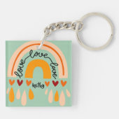 LIEBE LIEBE LIEBE RETRO BOHO RAINBOW HÖREN SCHLÜSSELANHÄNGER (Rückseite)