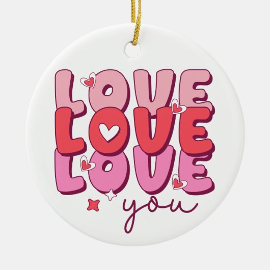 Liebe Liebe Liebe Romantisches Herz Keramik Ornament (Vorne)