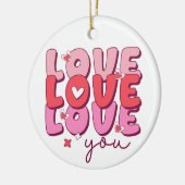 Liebe Liebe Liebe Romantisches Herz Keramik Ornament (Links)