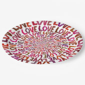 Liebe Liebe Liebe Rosa-Lila Pfirsichburgund Pappteller (Schrägansicht)