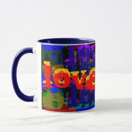 Liebe Liebe Moderne, farbenfrohe urbane Textkunst Tasse