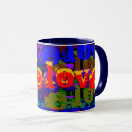 Liebe Liebe Moderne, farbenfrohe urbane Textkunst Tasse