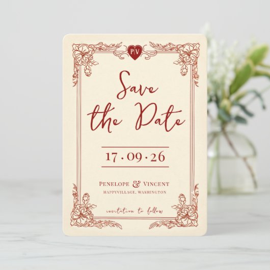 Liebe Liebe Save the Date Einladung (Stehend Vorderseite)