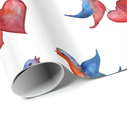 Liebe, Liebe-Vögel, Geschenkpapier (Rolleneckpunkt)