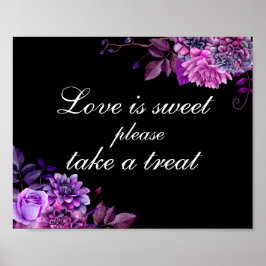 Liebe liebt Leckerei. Lila und schwarze Hochzeit Poster