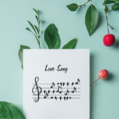 Liebe Lied, Vögel zwischen Noten, anpassbar Dankeskarte