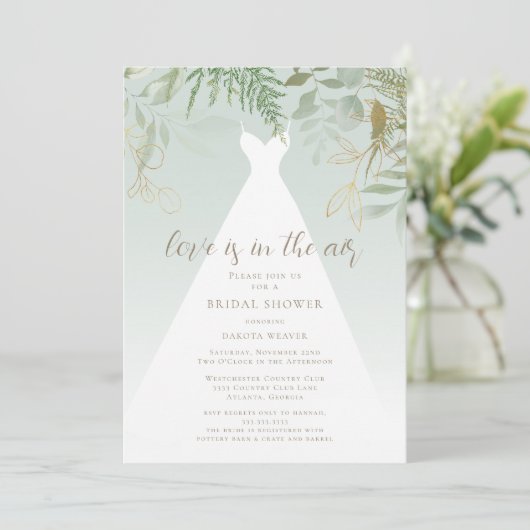 Liebe liegt im Brautparty der Luftfeuchtigkeit Einladung (Stehend Vorderseite)