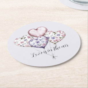 Liebe liegt in der Luft Herzballons Brautparty Runder Pappuntersetzer