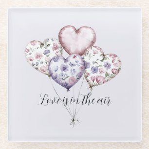 Liebe liegt in der Luft Herzballons   Glasuntersetzer