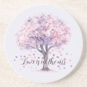 Liebe liegt in der Luft Purple Hearts Baum Getränkeuntersetzer
