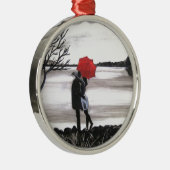 Liebe liegt in der Luft Silbernes Ornament (Rechts)