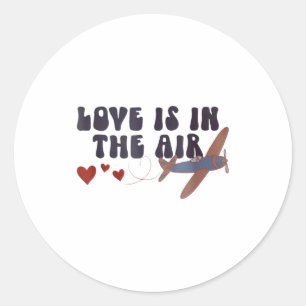 Liebe liegt in der Luft Valentinstag Flugzeug Runder Aufkleber
