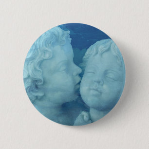 Liebe liegt in der Luft, Vintage Steinengel küssen Button