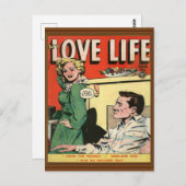 Liebe Life Flirt Romance Comic Illustration Retro Postkarte (Vorne/Hinten)