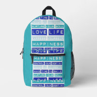 Liebe Life Motivierend Quotes Blue Backpack