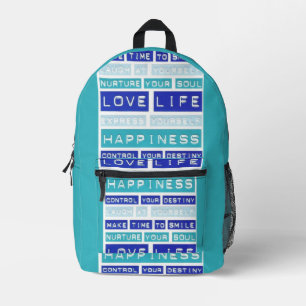 Liebe Life Motivierend Quotes Blue Backpack Bedruckter Rucksack