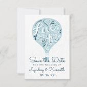 Liebe Light Blue Hot Air Ballon Save The Date (Vorderseite)