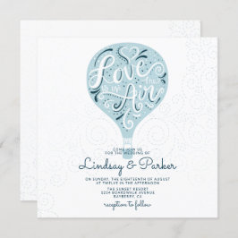 Liebe Light Blue Wedding Square Einladung