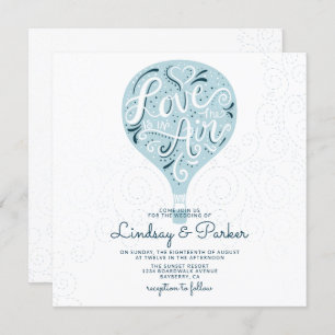 Liebe Light Blue Wedding Square Einladung